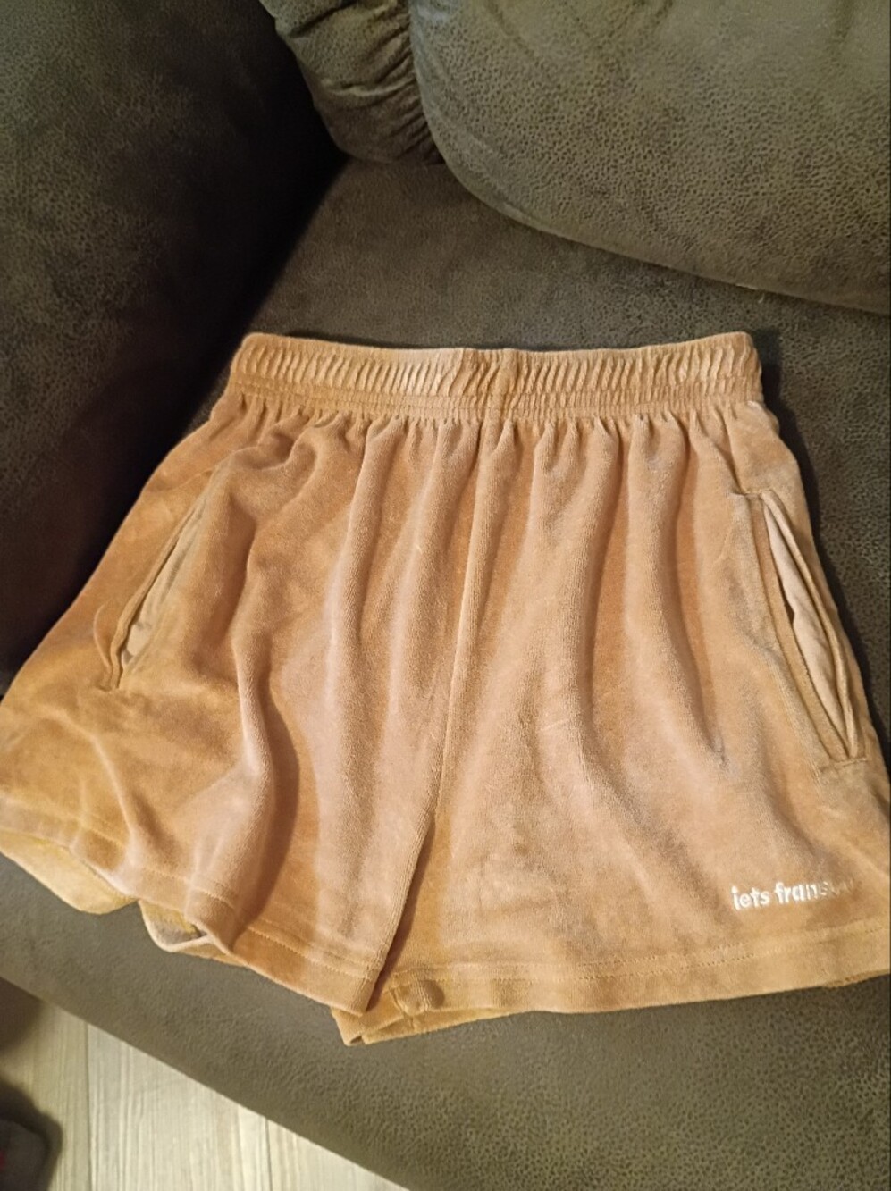 Urban Outfitters Tan Velour Athletic Shorts